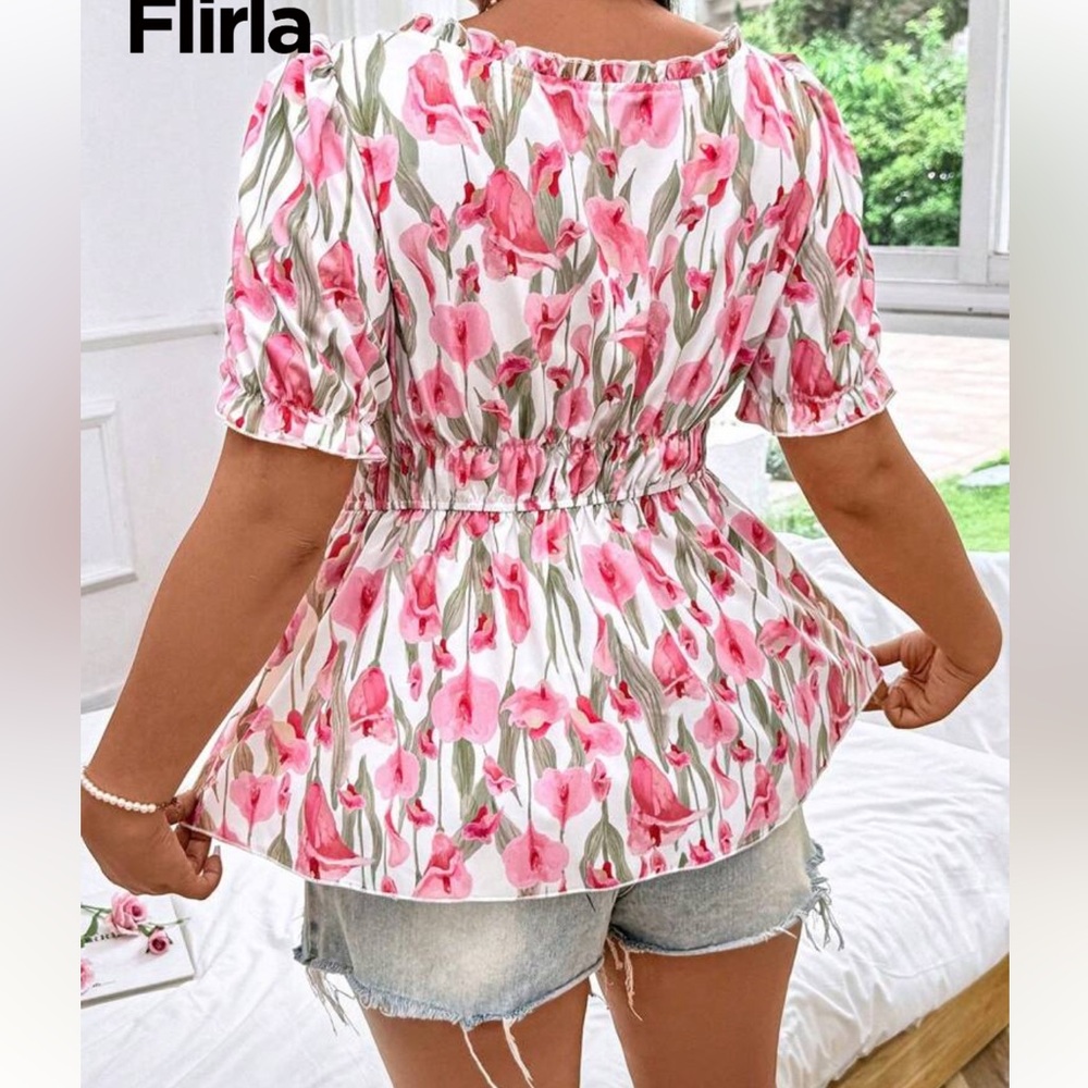 SHEIN Pink Floral Blouse - Picture 3 of 3